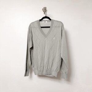 Vintage Weathercock by Naigai Pull Over Preppy Diamond Knit Sweater Gray Large‎